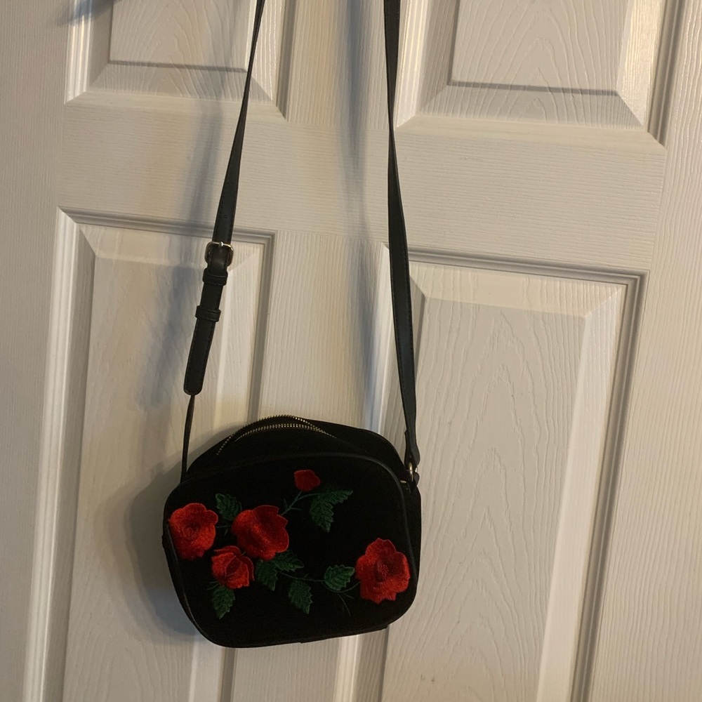 Velvet rose cross body bag